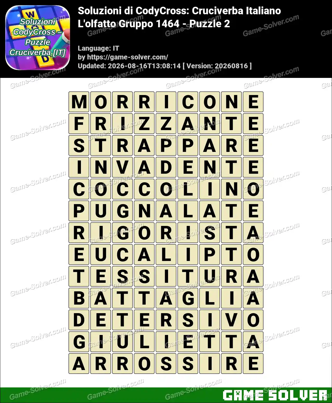 Soluzioni di CodyCross: Cruciverba Italiano L’olfatto Gruppo 1464 – Puzzle 2